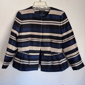 Striped Navy and Beige Women's Blazer